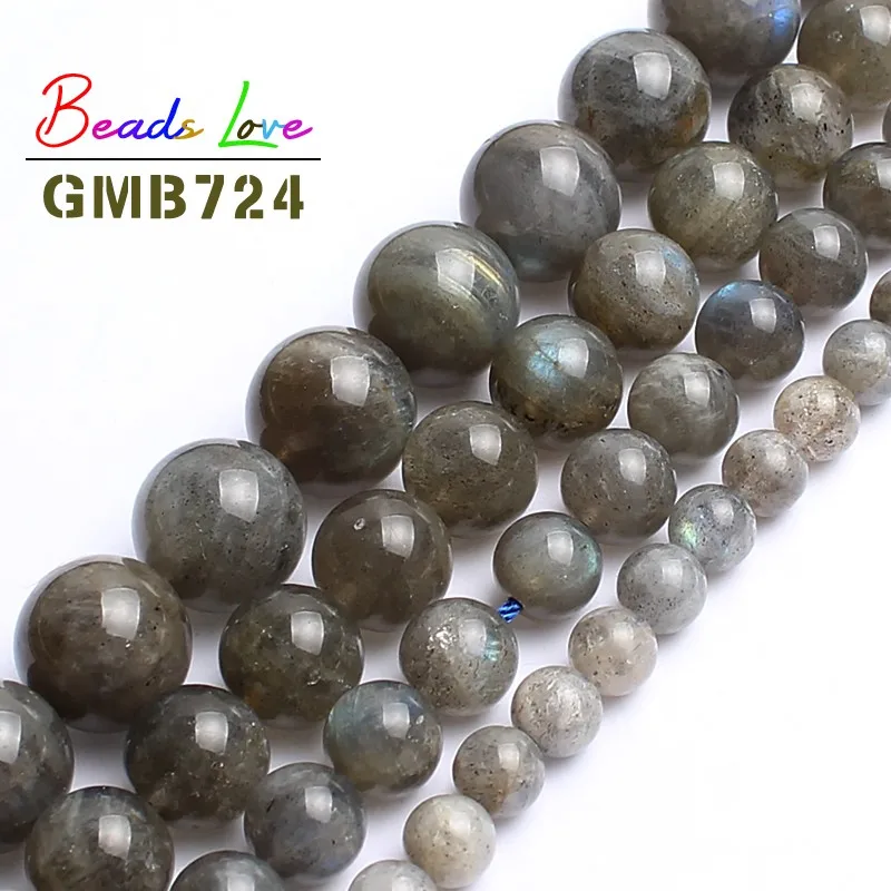 

Pick Size 4.6.8 .10MM AAA Natural Labradorite Stone Round Loose Beads for Jewelry Making Diy Bead Bracelet Necklace 15"/Strand