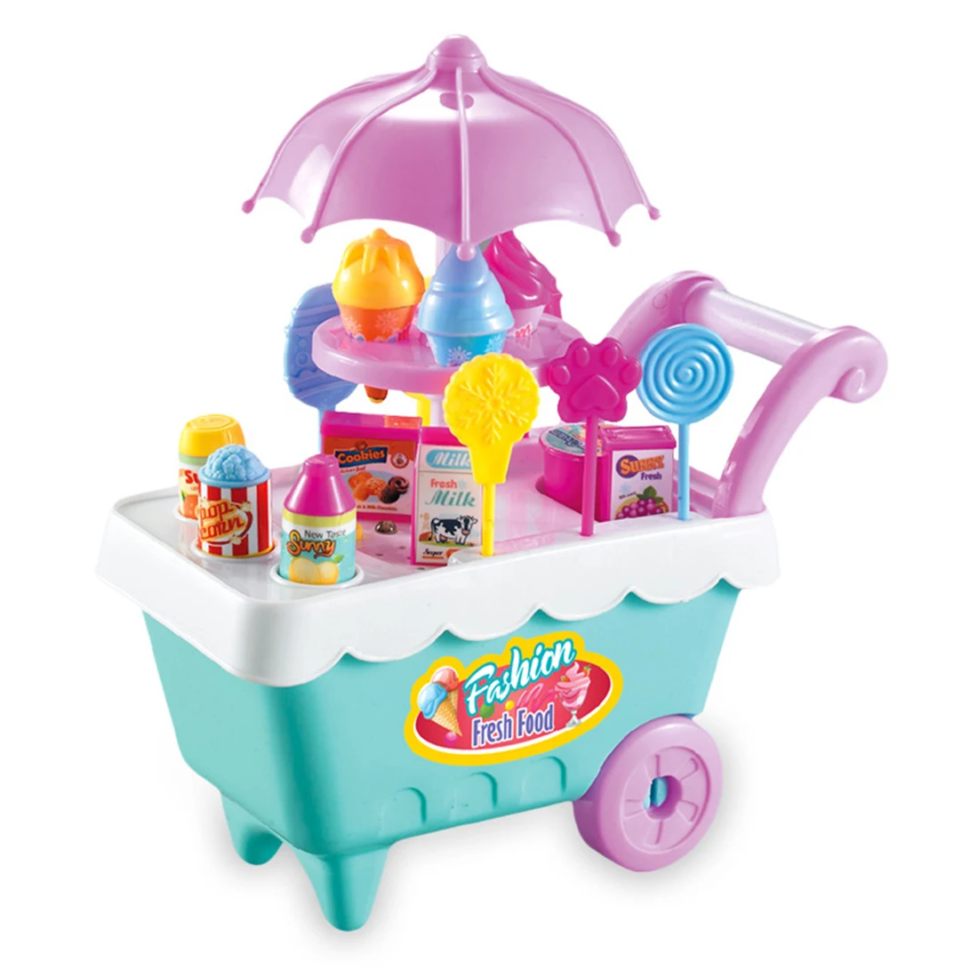 

Rowsfire Diy Ice Cream Trolley Pretend Play Toy With Light Music For Kids Learning Skills Interest Development Sets Hot