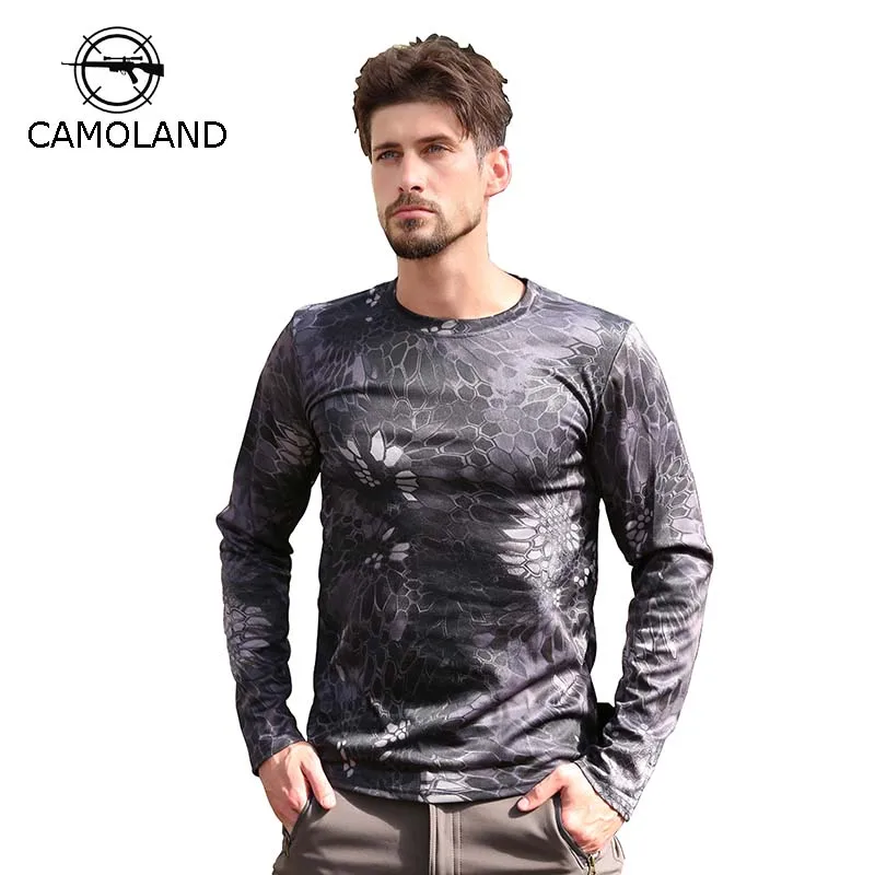 Günstig 2019 neue Taktische Militärische Camouflage T Hemd Männlichen Atmungsaktiv Schnell Trocken UNS Armee Kampf Volle Hülse Outwear T shirt für Männer