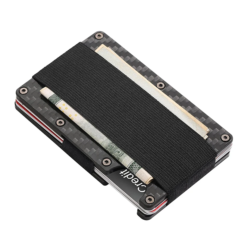 Minimalist Carbon Fiber Wallet Slim Money Holder Wallet Metal RFID