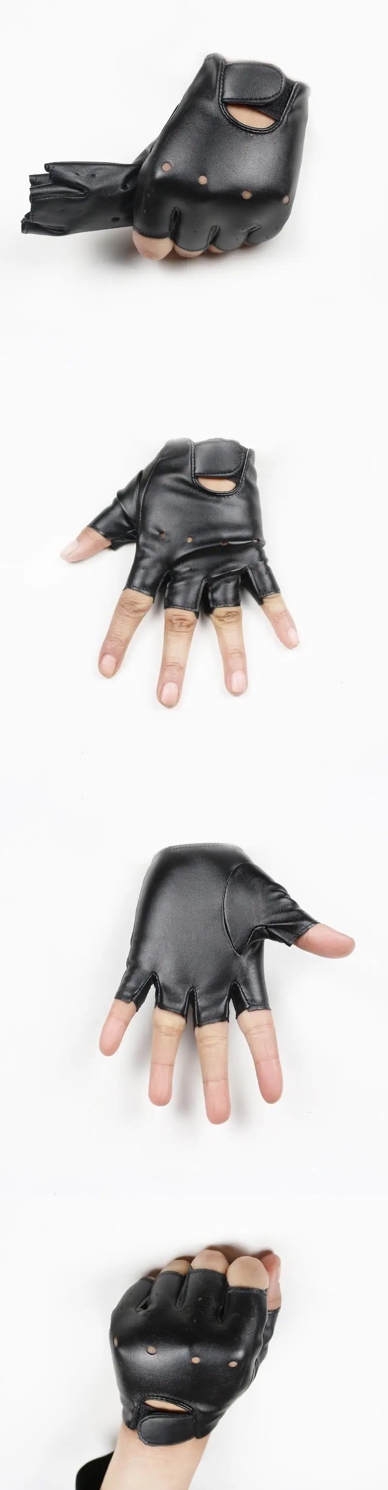 Высококачественные кожаные перчатки для детей, перчатки без пальцев для девочек, дышащие черные перчатки