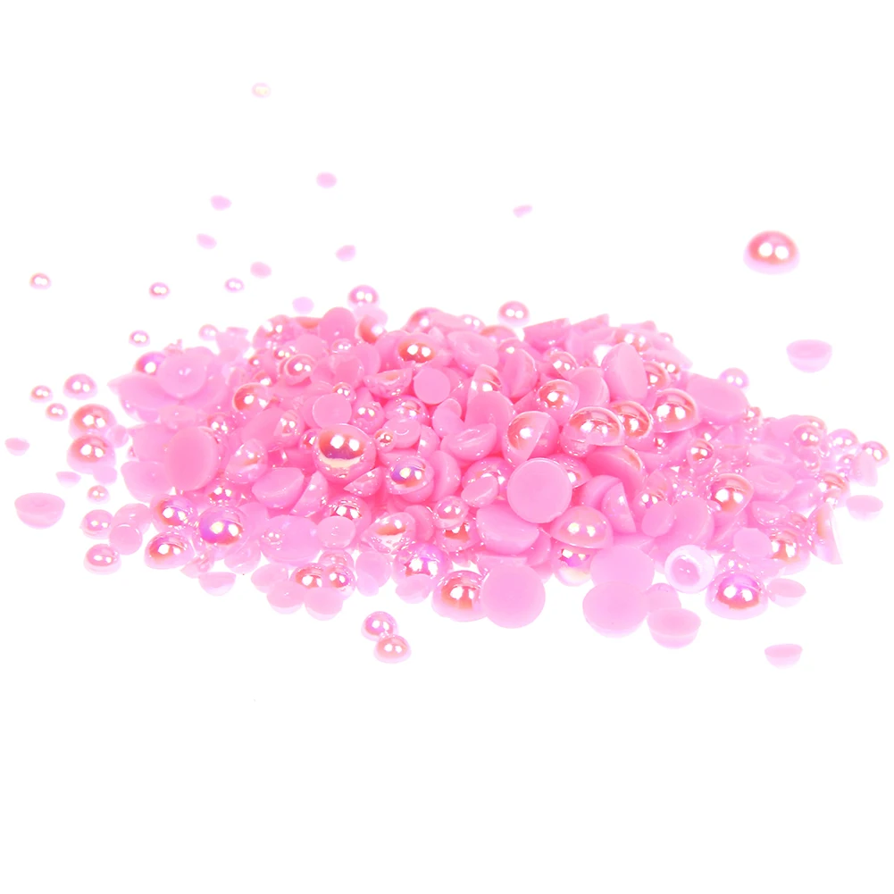 1.5-10mm Light Rose AB Resin Half Round Craft ABS Imitation Pearls Scrapbook Beads For 3D Nails Art Backpack Design Decorations 2016 new arrive 2 6mm light purple resin rhinestones non hotfix glitter beauty bead for nails art backpack diy design decoration