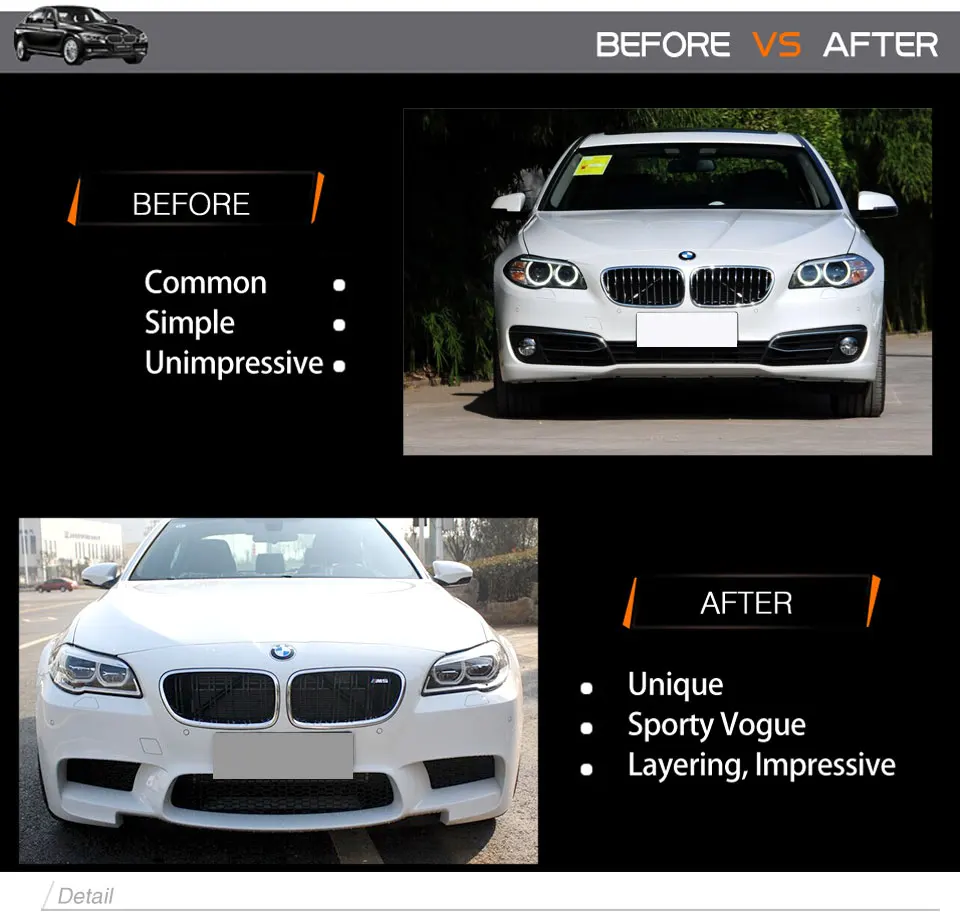 For B M W 5 Series F10 F11 520i 528i 530i 535i 550i 2011-2013 12 Grille Inserts Kidney Grilles Hood Radiator Grill Stripes 3D M Performance Stickers Grill Cover Decoration 3Pcs