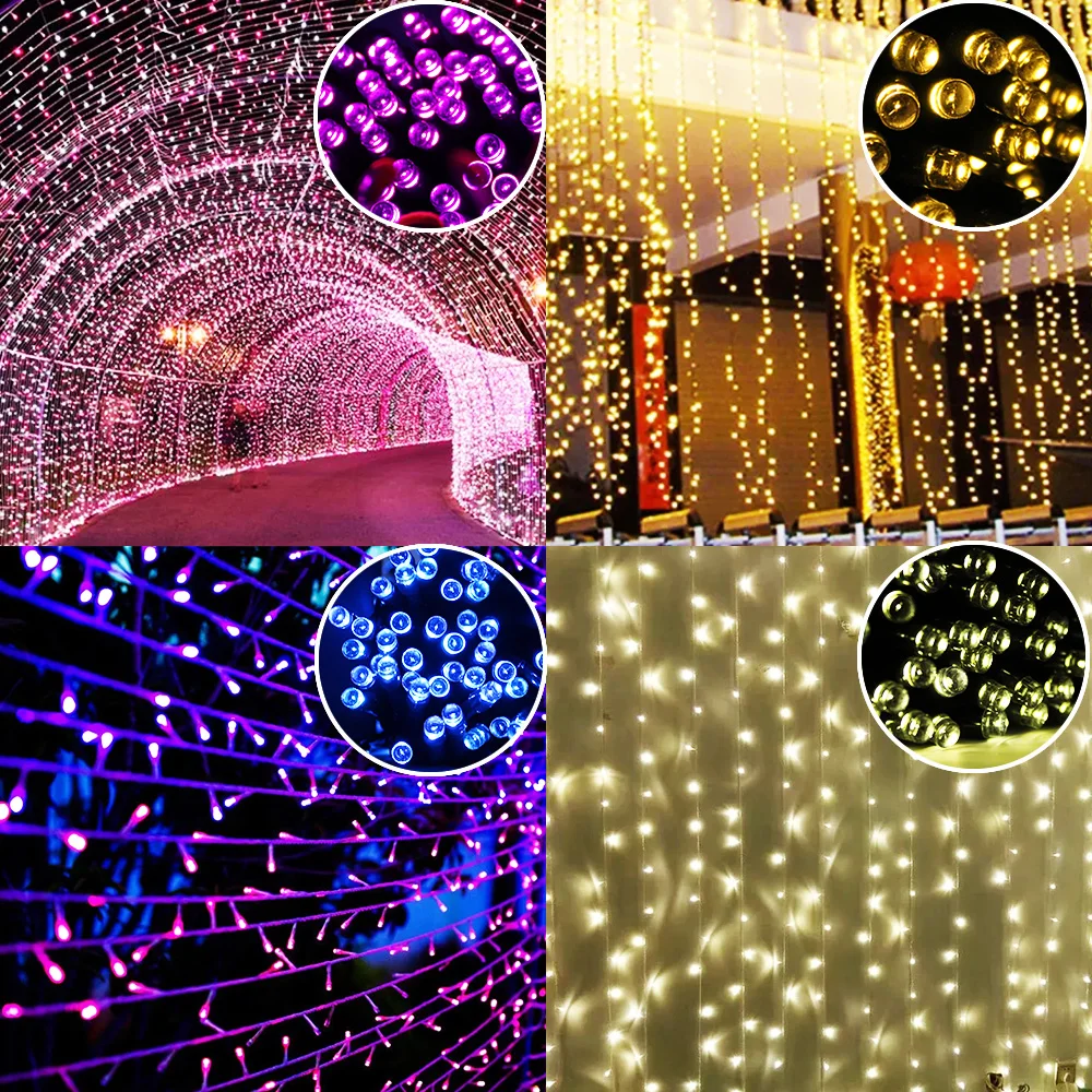 2018 Garland Christmas Tree LED Solar Powered Lamp Garden String LED Fairy Lights Outdoor Lighting Waterproof Wedding Decoration
