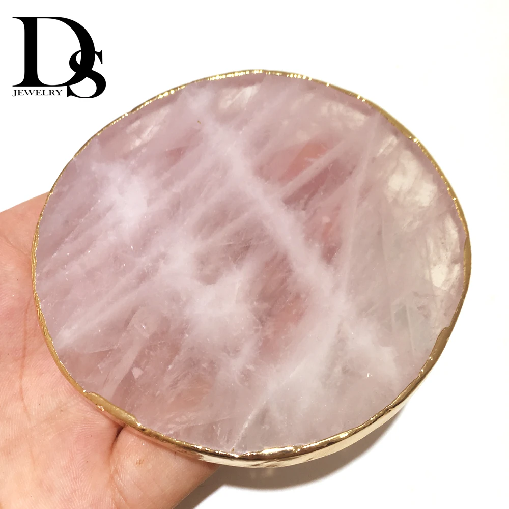 Оптовая продажа Натурального Розового Кварца Coaster сердце круглая квадратная