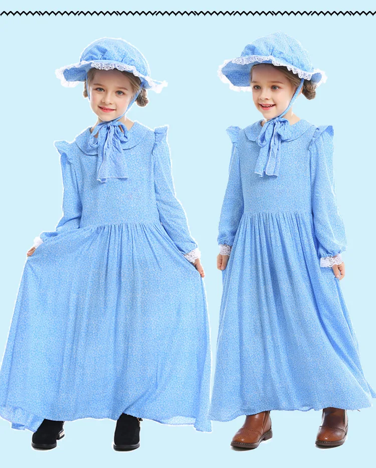 Комплект из 3 предметов для девочек в викторианском стиле; костюм горничной для костюмированной вечеринки детское нарядное длинное платье