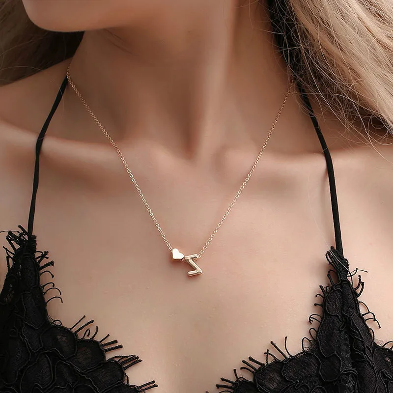 

Fashion Heart-shaped Choker Necklaces Personalized Letter Name Jewelry for Women Accessories Girlfriend Gift