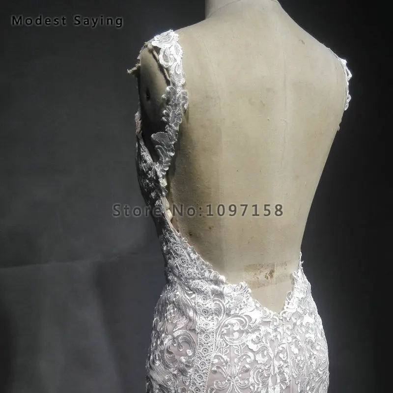 Новые Модные Роскошные Русалка Embroideried кружевные свадебные платья 2018 с Милая Сексуальная спинки Свадебные платья с телесной подкладкой