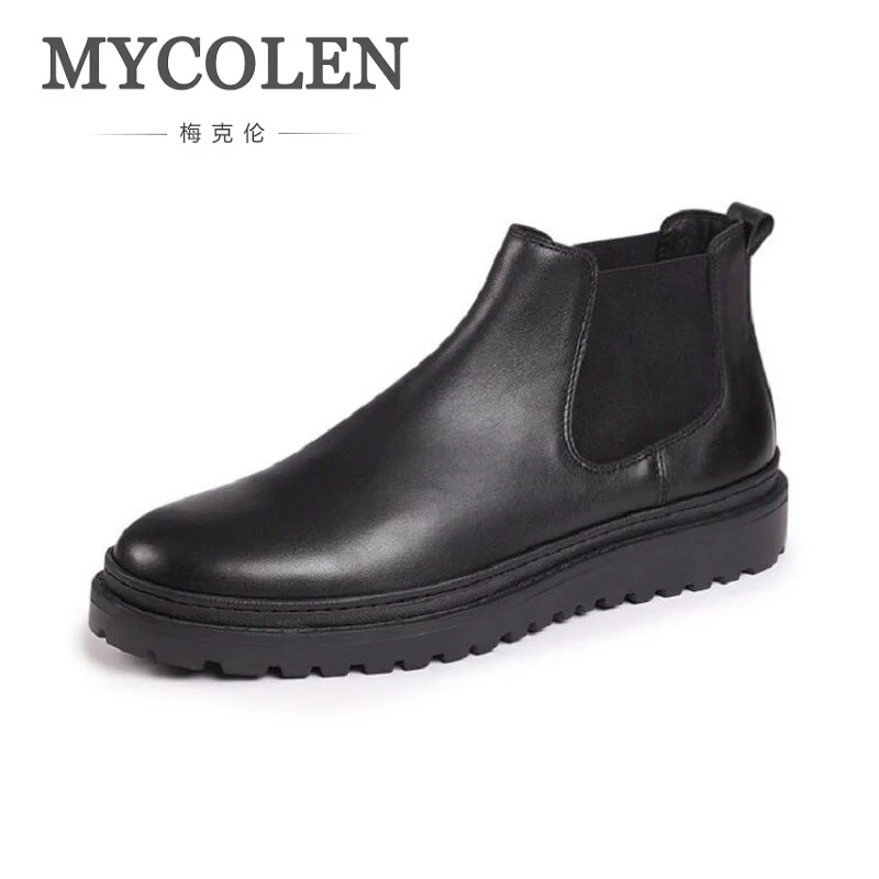 

MYCOLEN Vintage Style Chelsea Boots Top Quality Genuine Leather Men Shoes Luxury Brand Men Boot Shoes Male Bota Masculina