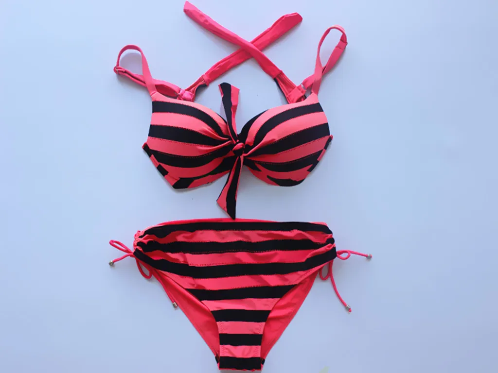 

Bikini 2017 New Push Up Swimwear Retro Navy  Striped Anchors Bathing Suit Bikini Set Monokinis AK1648