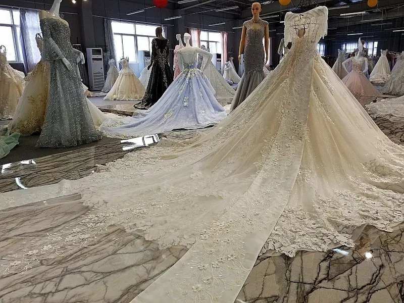 Backlake Vestido de noiva casamento Аппликации спинки Короткие рукава бальный наряд бисером царский поезд торжественные платья Реальные фото