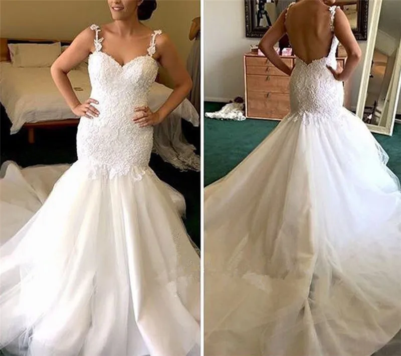 Newest Lace Mermaid Wedding Dress vestido de novia sirena Tulle Mariage Sweetheart Plus Size Bridal Gown abito da sposa 2017 (2)