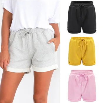 

Women Summer Holiday Elastic Waist Pocket Shorts Ladies Casual Short Feminino