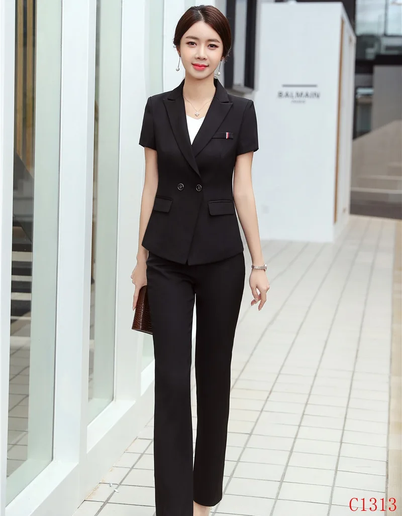 Formal Office Ladies Black Blazer Women Business Suit with