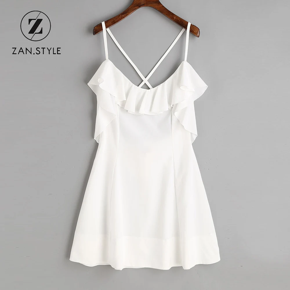 White Backless Criss-cross Ruched Mini Dress White Backless Criss-cross Ruched Mini Dress
