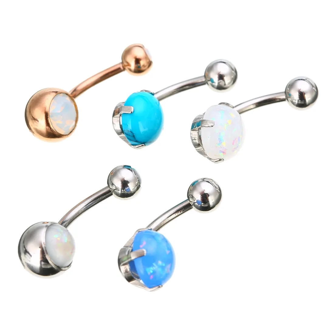 Women Trendy Jewelry Shellhard Opal Gem Navel Belly Button Rings Piercing Bar Charming Body Jewelry piercing ombligo 14G