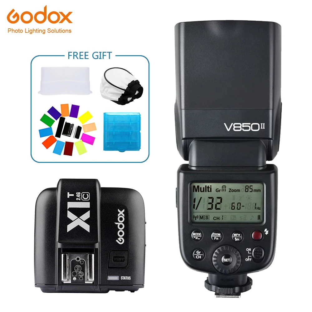 

Godox V850II Speedlite lithium battery flash Wireless 2.4G GN60 +X1T-C Transmitter Wireless Flash Trigge for Canon Camera 1100D