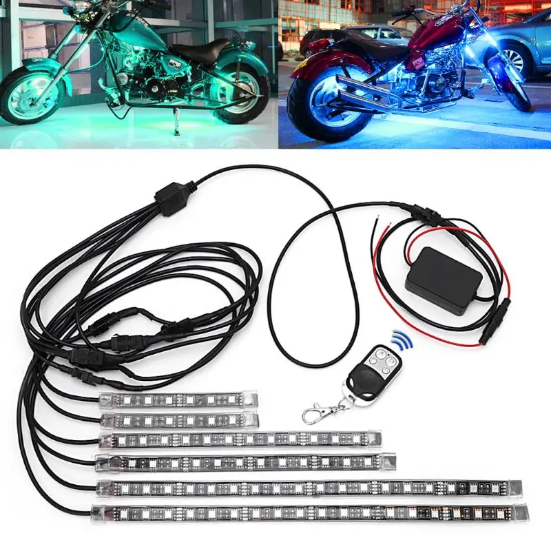 

6 Pcs 5050 SMD Strip Flexible RGB Flashing Light LED Remote Control Motorcycle