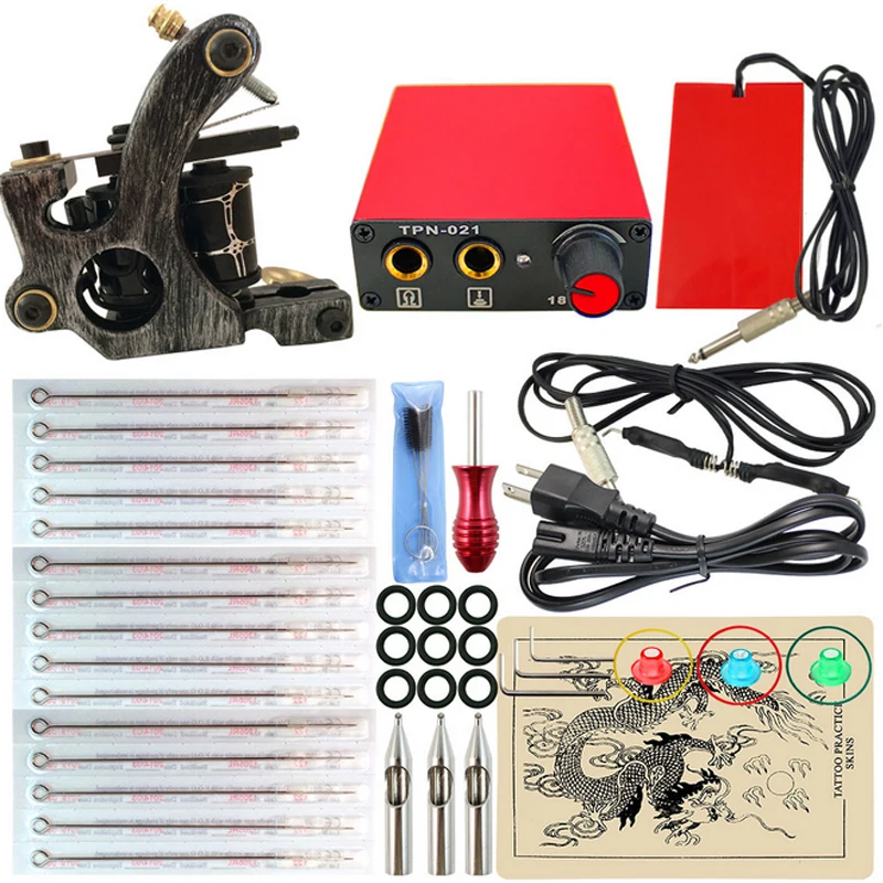 

Beginner Tattoo kit 1 Tattoo Machine Gun Power Supply Cord Kit Body Beauty DIY Tools Complete tattoo set
