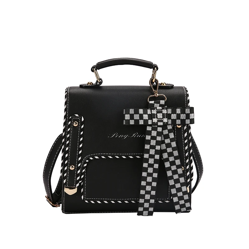 Милый рюкзак для девочек, модный рюкзак из искусственной кожи, Маленькая женская сумка на плечо для девочек, школьная сумка с бантом, черный рюкзак - Цвет: black TR5017