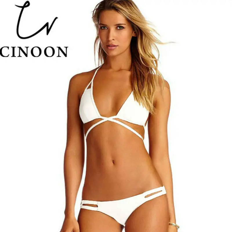 CINOON Woman Summer Style Solid Bandage Bra Set Two-piece Suits Push Up sexy bra Retro Halter underwear women lingerie CINOON Woman Summer Style Solid Bandage Bra Set Two-piece Suits Push Up sexy bra Retro Halter underwear women lingerie