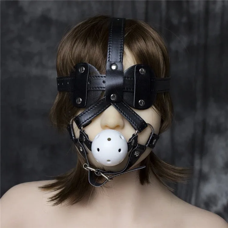 Sensory Deprivation Bondage Hood Ball Gag Blindfold Bondage For Cosplay Adult Game