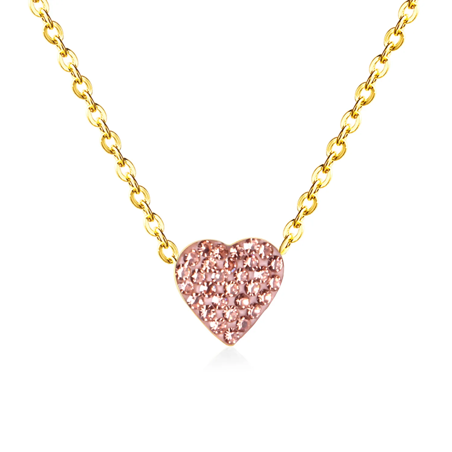 Роскошные стальные ожерелья-чокер с кристаллами в форме сердца из нержавеющей стали золотого/серебряного цвета, ожерелья с подвесками для женщин/девушек,, вечерние, подарок - Окраска металла: gold champagne