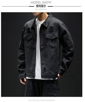 

Solid Casual Slim Mens Denim Jacket Plus Size 5XL Bomber Jacket Men High Quality Cowboy Men's Jean Jacket Chaqueta Hombre