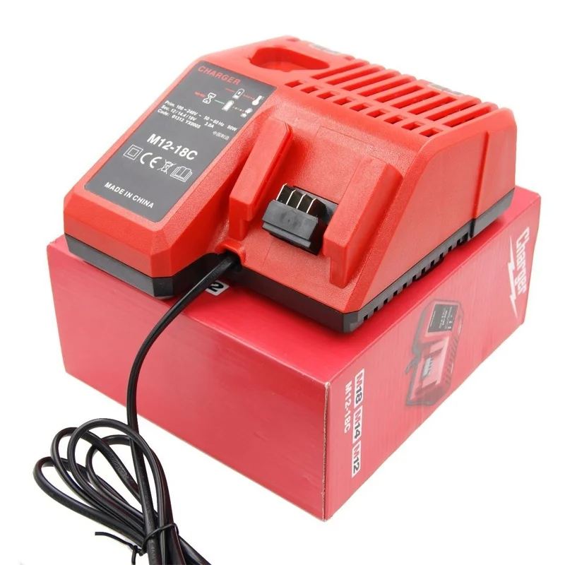 DVISI M12-18C Li-ion Battery Charger For Milwaukee 10.8V 12V 14.4V 18V C1418C 48-11-1815/1828/1840 M18 M14 M12 Lithium-ion Batt |