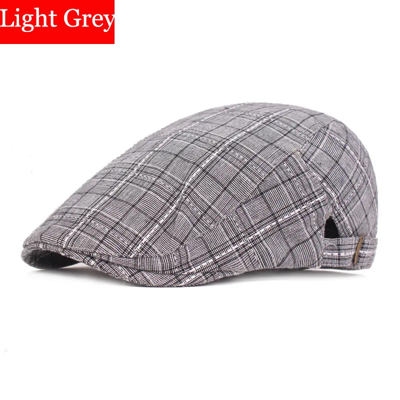 Light Gray RoxCober клетчатые винтажные береты, шапка для женщин и мужчин, хлопковая плоская кепка, шапка газетчика, кепка s плюща, кепка, шляпа в стиле Гэтсби, peaky blinder hats 155 - Цвет: Light Gray