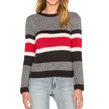 2016 New Autumn and Winter Women Colorful Striped Clothes Casual Long Sleeve O-Neck Fashion Loose Female Pullover Sweater