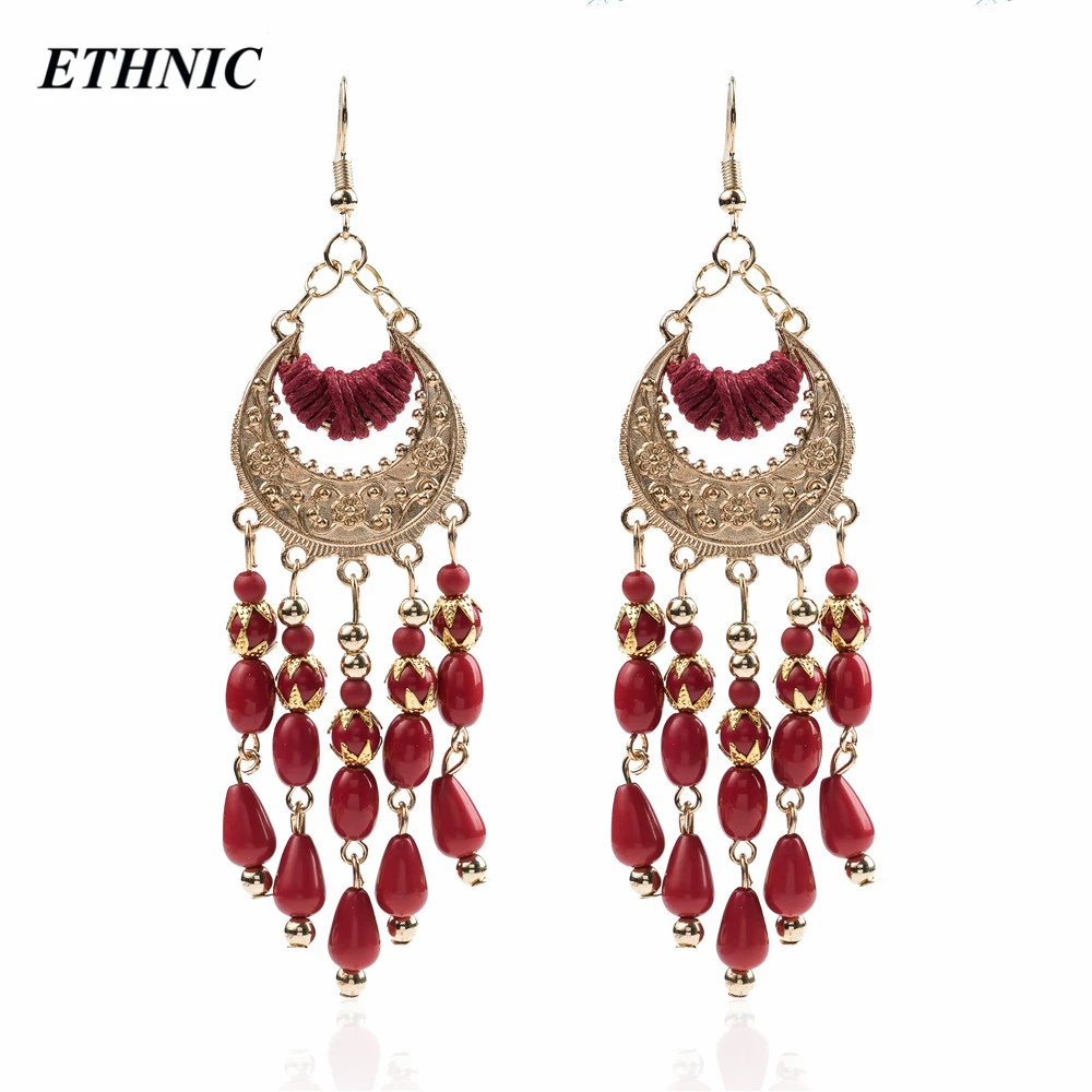 

ETHNIC Handmade Vintage Resin Long Tassels Charm Dangle Drop Earrings for Women Bohemian Earring Wholesales