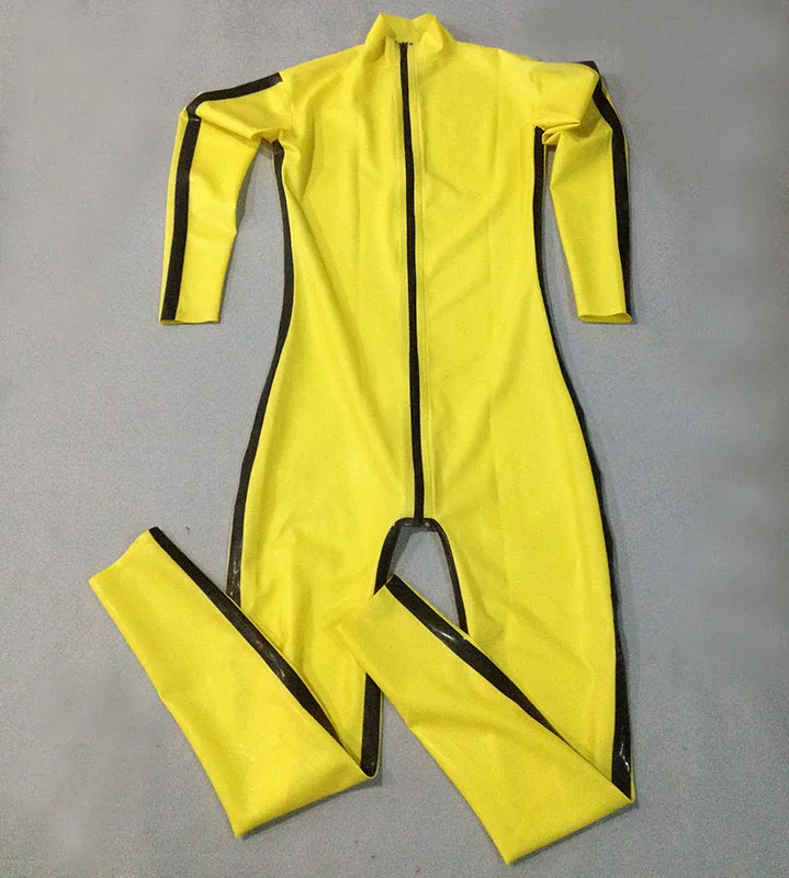 

Free Shipping!! Men yellow&black straitjacket fashion latex bodysuits