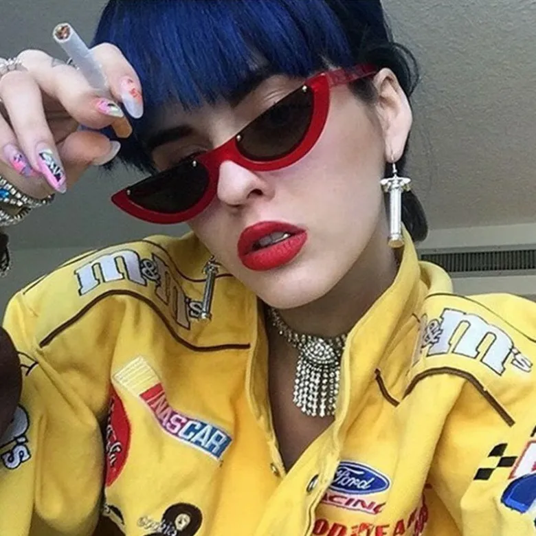 ASUOP2018 new retro cat eye ladies sunglasses men classic sunglasses half-round triangle fashion glasses color popular UV400 gog (5)