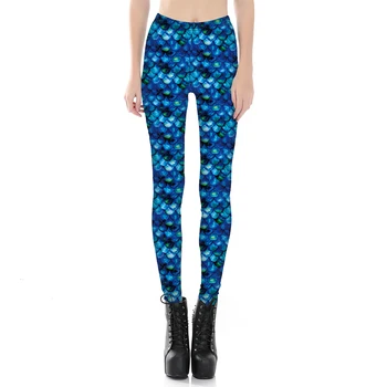 Ceny S Do 4xl Plus 3D Niebieska Skala Legginsy S Do 4xL Czerwony Brązowy 4 Wzory Fitness Punk Szczupła Wiosna Jesień Spodnie