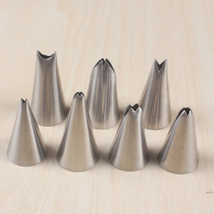 7 pcs/set Leaf Tips Stainless Steel Icing Piping Nozzles Cake Decorating Pastry Tip Sets Cupcake Tools Baking Mold