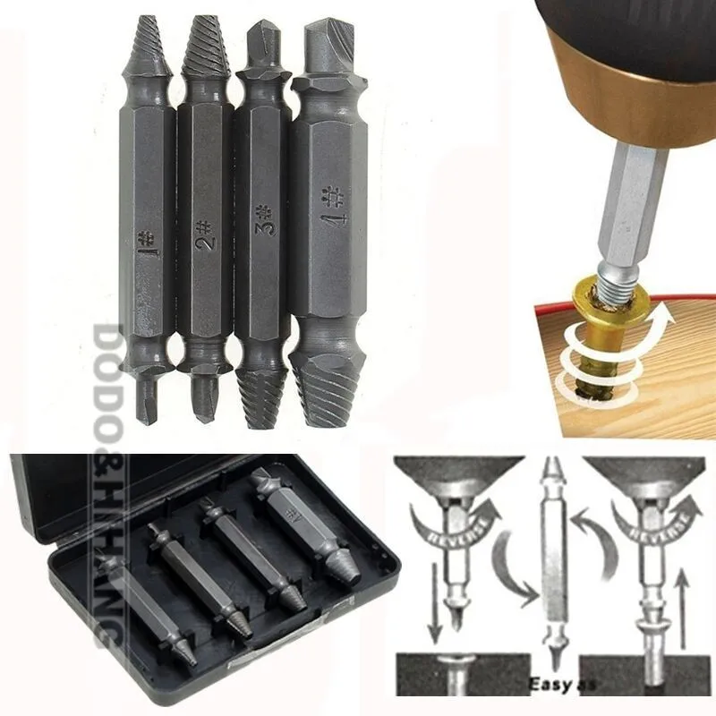 4PCS A set of Speed out Damaged Screw Extractor and Bolt Extractor high speed steel brocas para metal gereedschap  DZ200 (2)