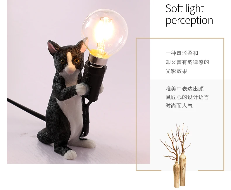 Маленькая белая черная кошка котенок Настольная лампа настольная лампа заинтересованное животное светильник Xmax подарок Светодиодная настольная лампа в виде животного ночной Светильник