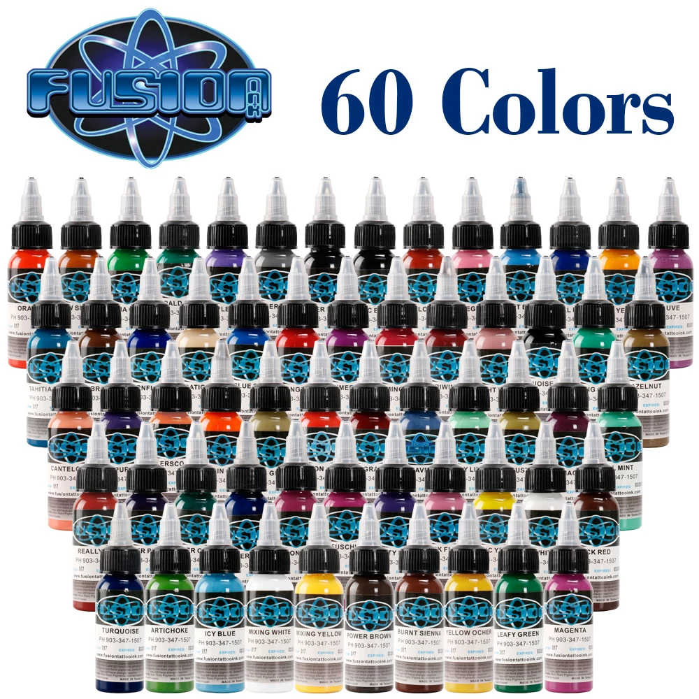 

Tattoo ink set 60 / body art permanent makeup pigment 30ml eyebrow makeup tattoo ink coating.