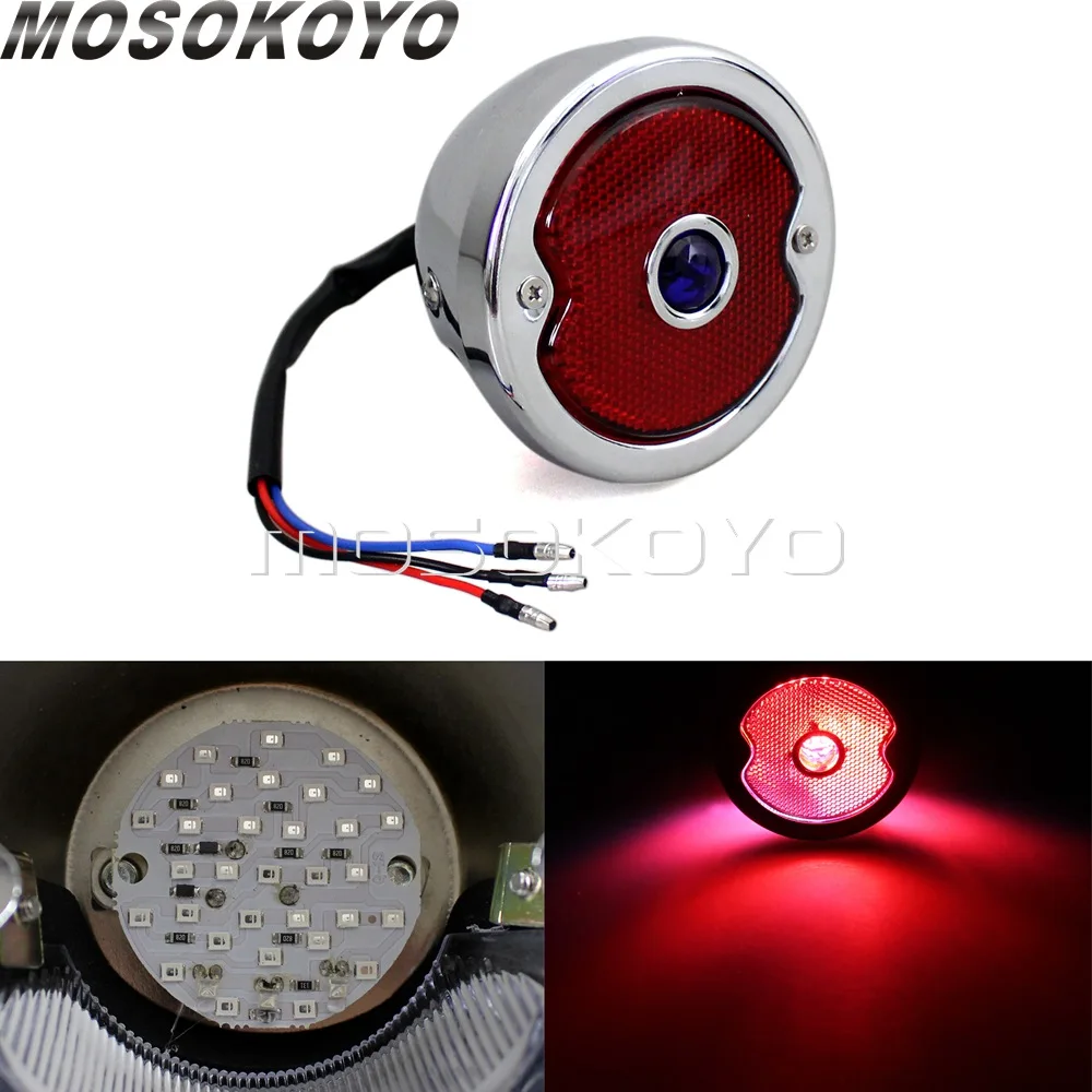 

Chrome Steel Motorcycle LED Tail Light License Plate Light Brake Stop Lamps For Pick-ups Wagons Models 1933-1936 Bobber Chopper