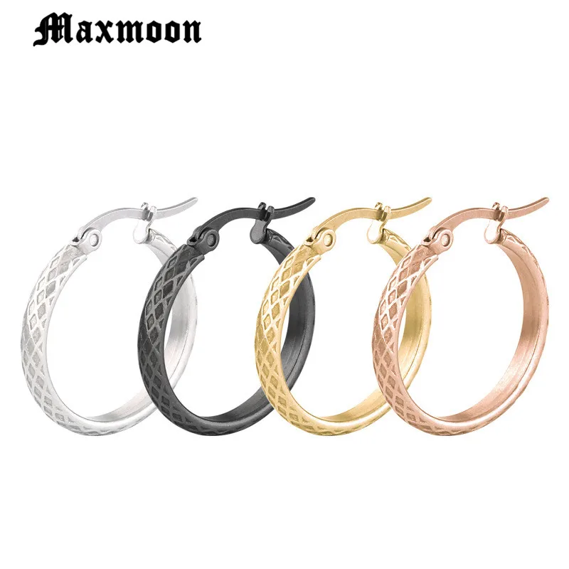 

Maxmoon Rose Gold Color Circle Oversize Earring Set For Women Vintage Wide Statement Hoop Earring Stainless Steel Jewelry