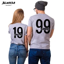 BLWHSA Desde 1999 Juntos Casal T Camisas Para Homens Amantes Casual Matching Casal Dos Namorados Roupa Engraçada Mulheres Cinza Tops tees