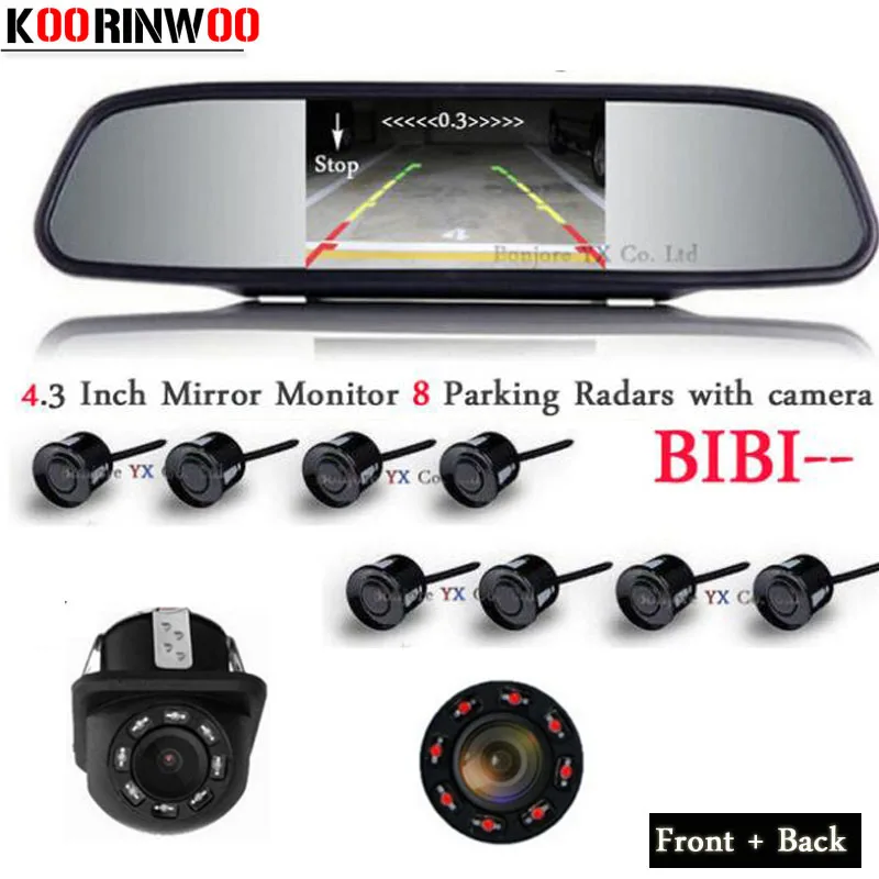 

Koorinwoo Car Parking Sensors 8 Radars Parktronic Video System + Monitor + Front Camera Car Rear view Camera Parking Assistance