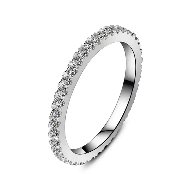 Genuine 0 55ct Bling Tiny Diamond Encrusted Band For Women Genuine 0 55ct Bling Tiny Diamond Encrusted Band For Women White Gold Finish Solid Sterling