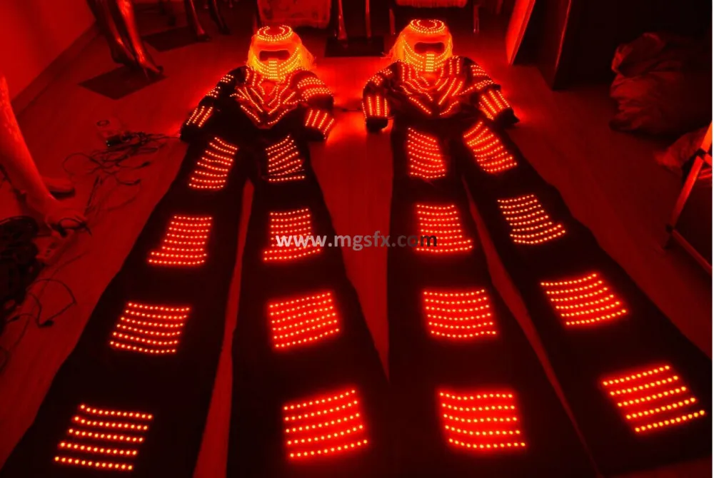 Бесплатная доставка RGB СВЕТОДИОДНЫЕ костюмы роботов для ходунов/Дэвид Гетта
