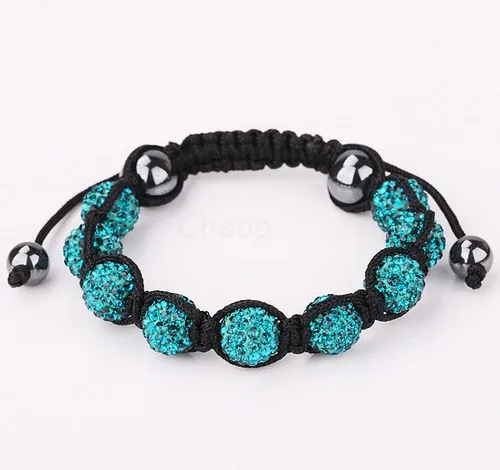 

women handmade+Free Shipping+Gift.blue 10mm micro pave cz Disco Ball Beads Men crystal Bracelet. crystal
