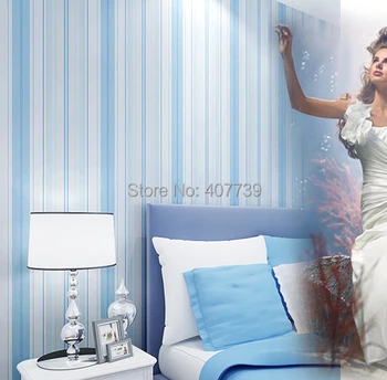 

Fashion blue/pink vertical stripe eco-friendly non-woven walls wallpaper rolls child bedroom wall paper