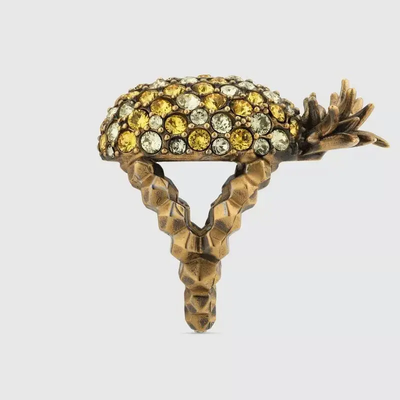 Rongho дизайн барокко Винтаж жемчужные кольца с ананасами для женщин модные ювелирные изделия золотые массивные кольца фрукты bijoux