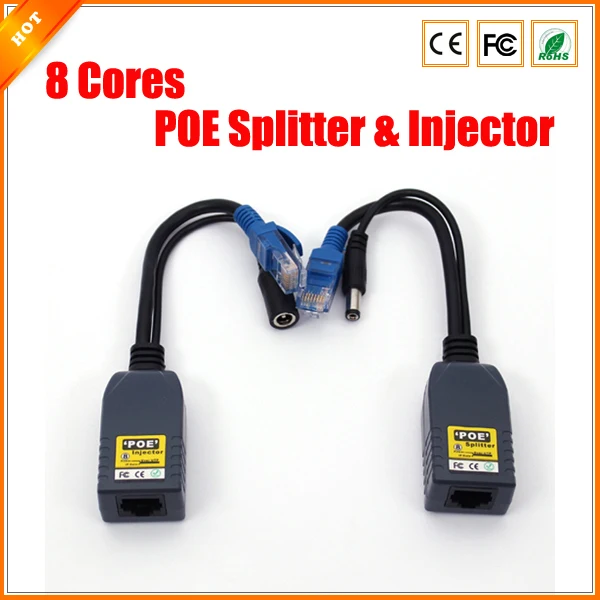

Free Shipping IP Camera Injector 8 Cores POE Splitter for Security System 1 pair