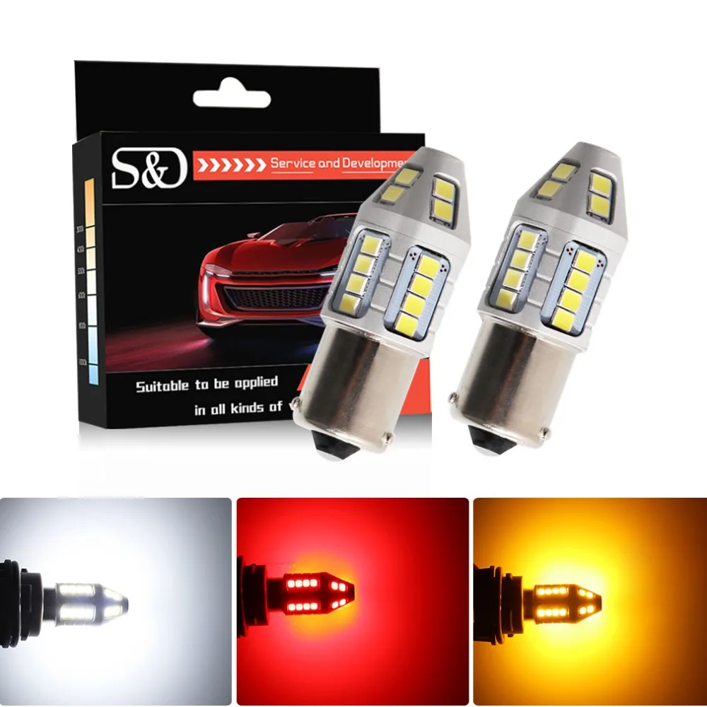 2pcs 1156 BAU15S LED Bulb 1200LM 2835 30 SMD Car Fog Light Tail Driving Lamp DRL Auto Turn